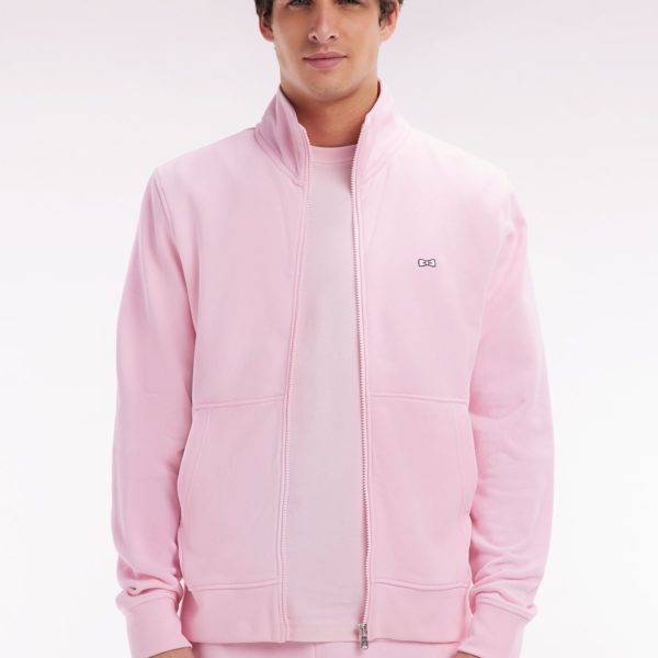 Sweatshirt Zippé En Coton Rose Coupe Droite Eden Park