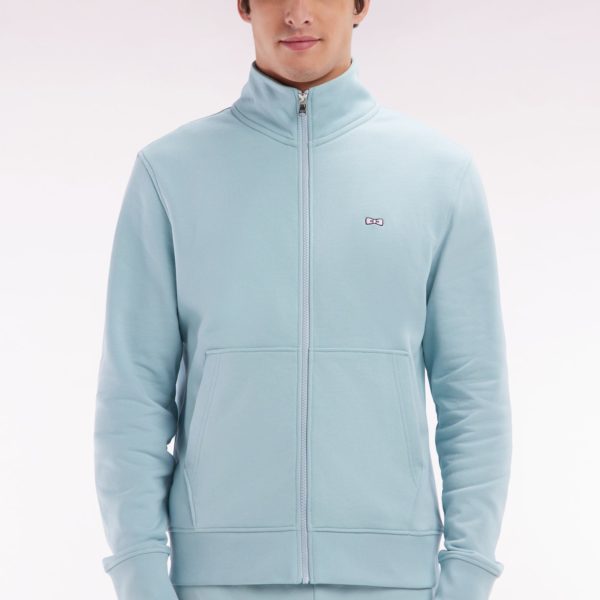 Sweatshirt Zippé En Coton Vert D'eau Coupe Droite Eden Park