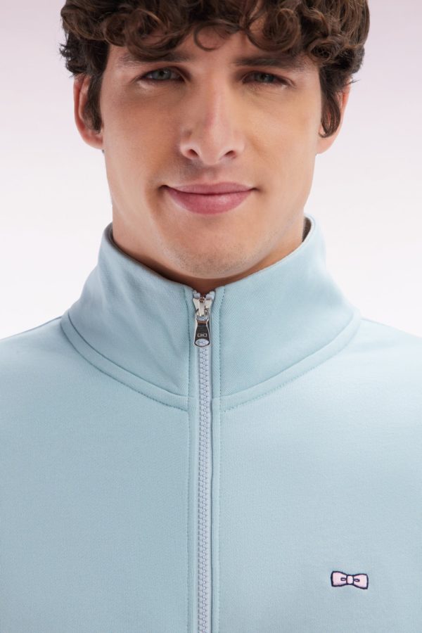 Sweatshirt Zippé En Coton Vert D'eau Coupe Droite Eden Park – Image 4