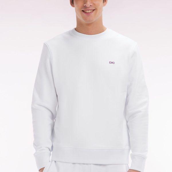 Sweatshirt En Molleton Coton Blanc Coupe Droite Et Col Rond Eden Park