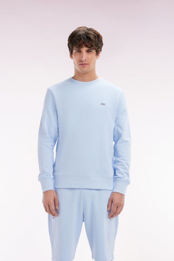 Sweatshirt En Molleton Coton Ciel Coupe Droite Et Col Rond Eden Park