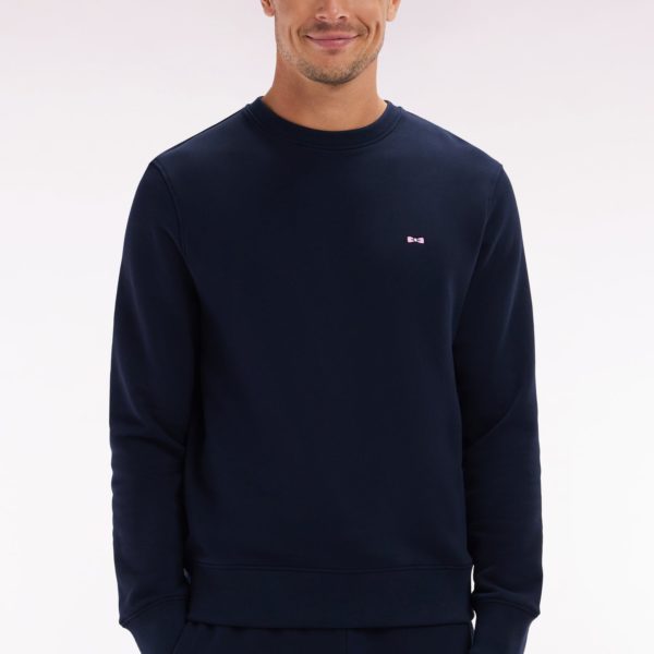 Sweatshirt En Molleton Coton Marine Coupe Droite Et Col Rond Eden Park