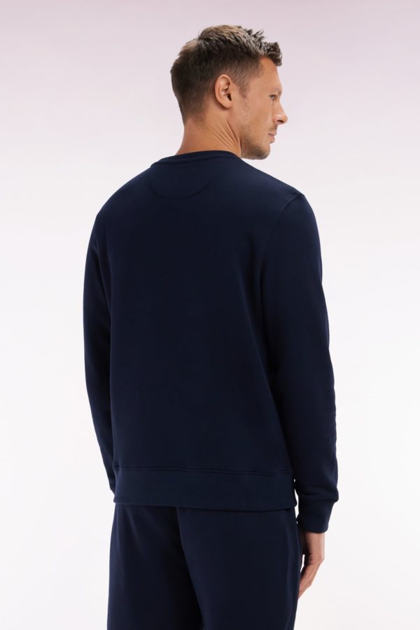 Sweatshirt En Molleton Coton Marine Coupe Droite Et Col Rond Eden Park – Image 3