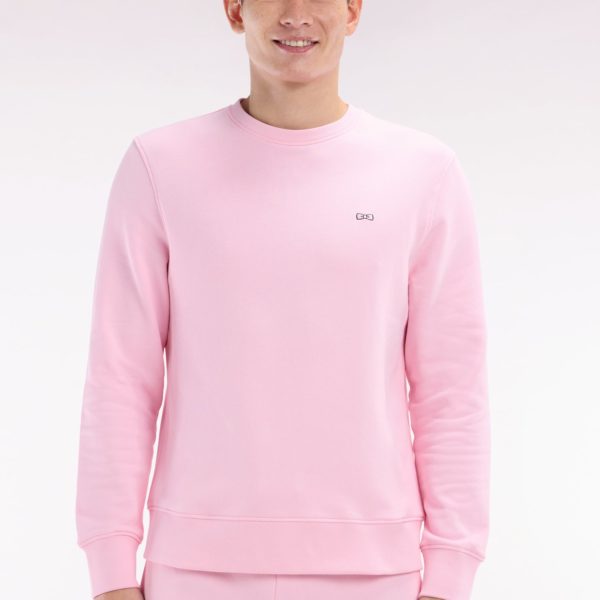 Sweatshirt En Molleton Coton Rose Coupe Droite Et Col Rond Eden Park