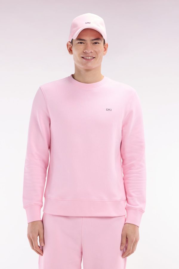 Sweatshirt En Molleton Coton Rose Coupe Droite Et Col Rond Eden Park