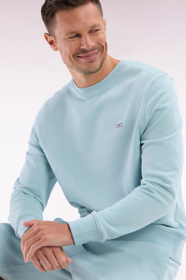 Sweatshirt En Molleton Coton Vert D'eau Coupe Droite Et Col Rond Eden Park – Image 2