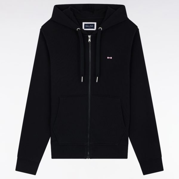 Sweatshirt Zippé En Molleton Coton Noir Coupe Droite Eden Park
