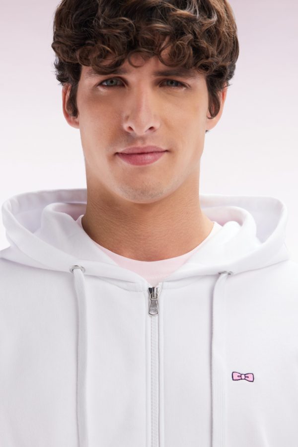 Sweatshirt Zippé En Molleton Coton Blanc Coupe Droite Eden Park – Image 4