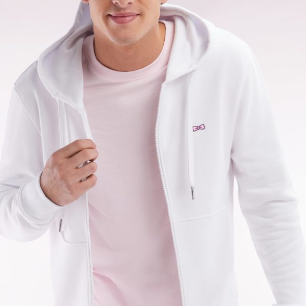 Sweatshirt Zippé En Molleton Coton Blanc Coupe Droite Eden Park