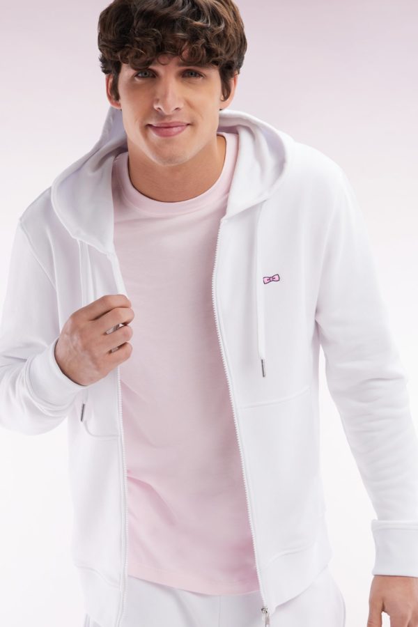 Sweatshirt Zippé En Molleton Coton Blanc Coupe Droite Eden Park – Image 2