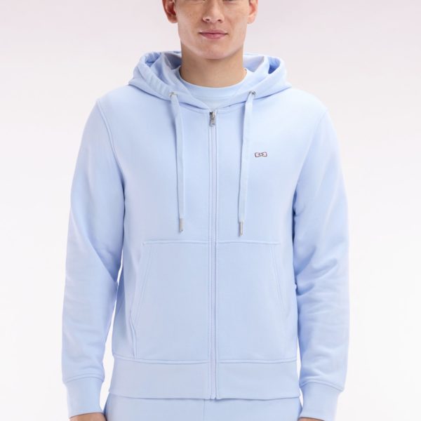 Sweatshirt Zippé En Molleton Coton Ciel Coupe Droite Eden Park