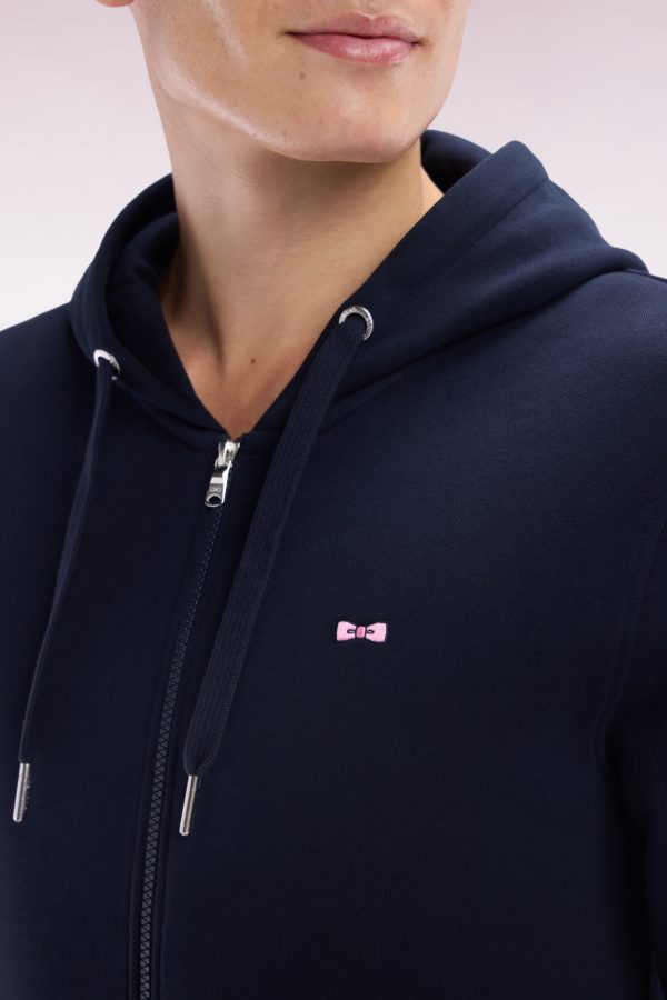 Sweatshirt Zippé En Molleton Coton Marine Coupe Droite Eden Park – Image 4