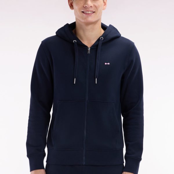 Sweatshirt Zippé En Molleton Coton Marine Coupe Droite Eden Park