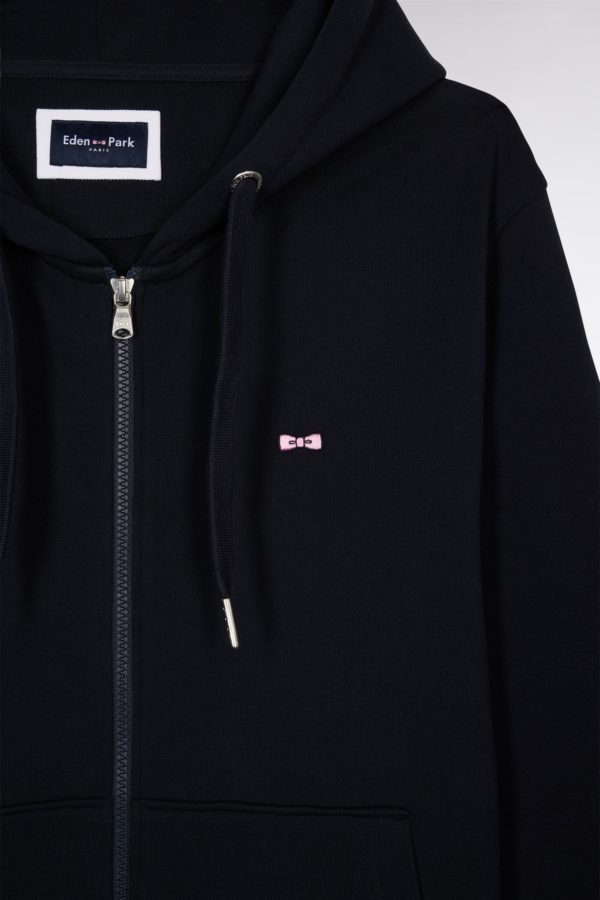 Sweatshirt Zippé En Molleton Coton Marine Coupe Droite Eden Park – Image 5