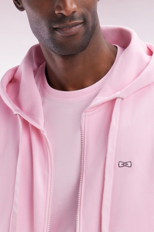 Sweatshirt Zippé En Molleton Coton Rose Coupe Droite Eden Park – Image 4