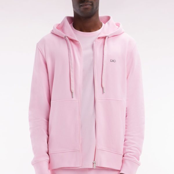 Sweatshirt Zippé En Molleton Coton Rose Coupe Droite Eden Park