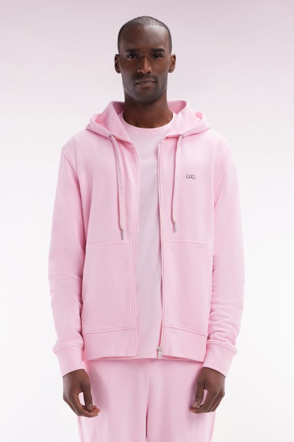 Sweatshirt Zippé En Molleton Coton Rose Coupe Droite Eden Park