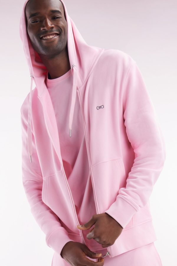 Sweatshirt Zippé En Molleton Coton Rose Coupe Droite Eden Park – Image 2