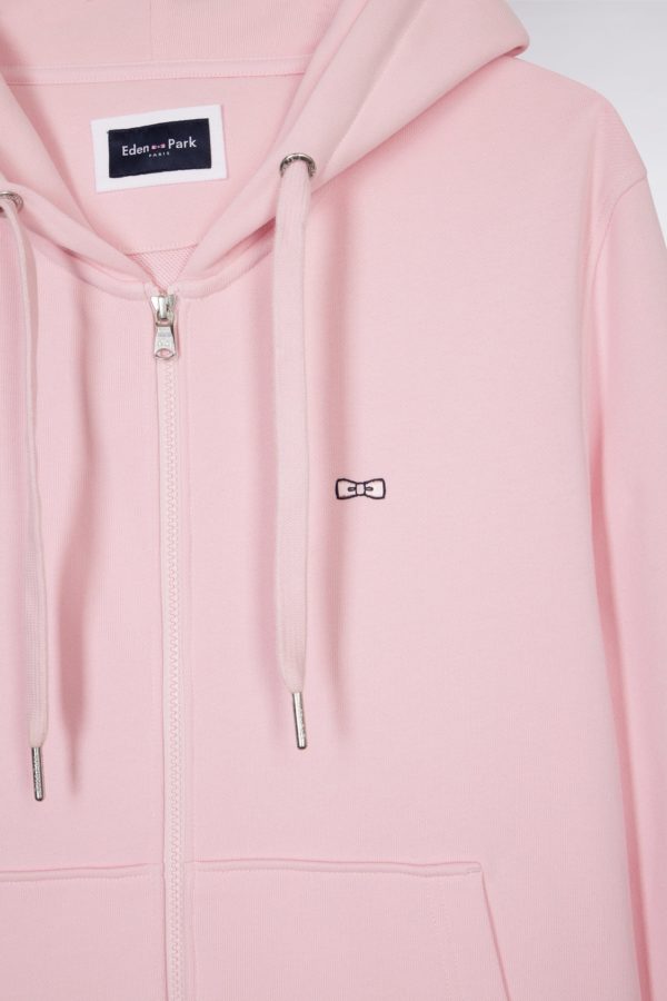 Sweatshirt Zippé En Molleton Coton Rose Coupe Droite Eden Park – Image 5
