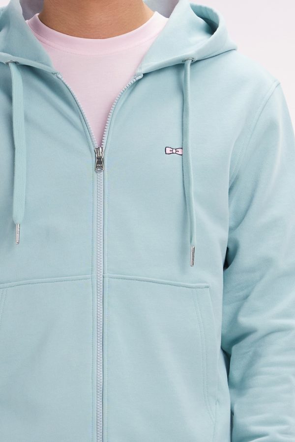 Sweatshirt Zippé En Molleton Coton Vert D'eau Coupe Droite Eden Park – Image 4