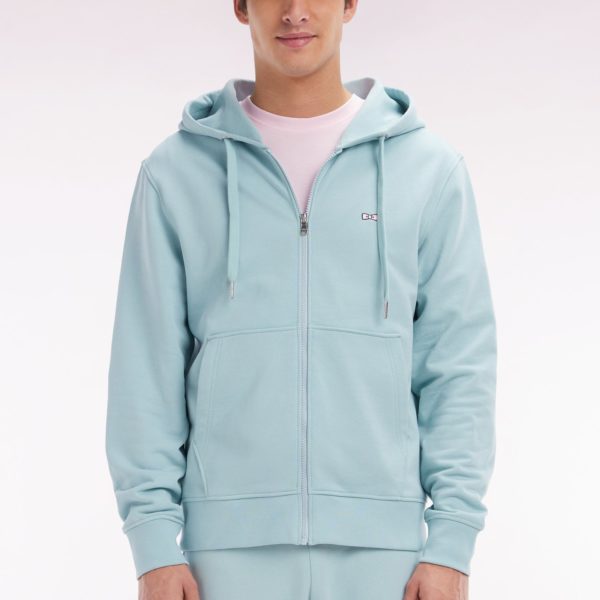 Sweatshirt Zippé En Molleton Coton Vert D'eau Coupe Droite Eden Park