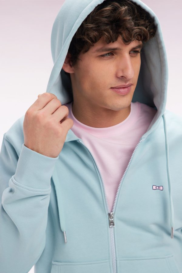 Sweatshirt Zippé En Molleton Coton Vert D'eau Coupe Droite Eden Park – Image 2