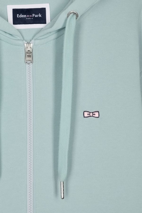 Sweatshirt Zippé En Molleton Coton Vert D'eau Coupe Droite Eden Park – Image 5