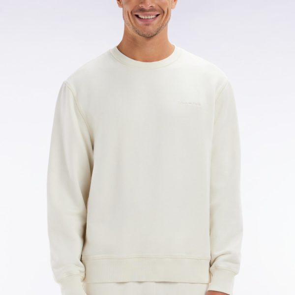 Sweatshirt Surteint À Col Rond En Molleton Coton Beige Coupe Décontractée Eden Park