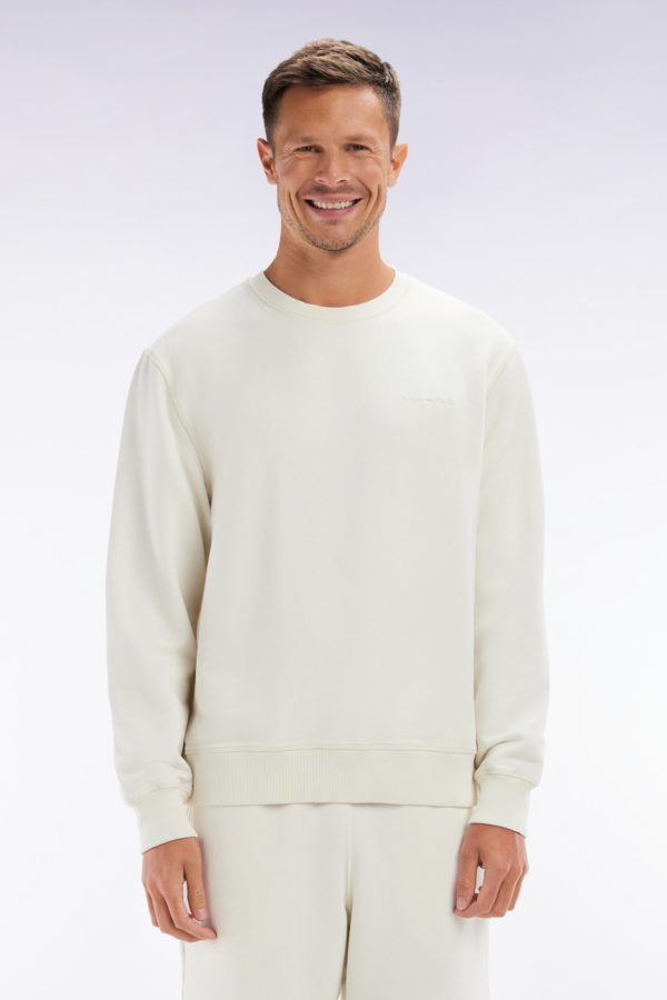 Sweatshirt Surteint À Col Rond En Molleton Coton Beige Coupe Décontractée Eden Park