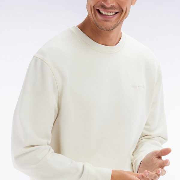 Sweatshirt Surteint À Col Rond En Molleton Coton Beige Coupe Décontractée Eden Park