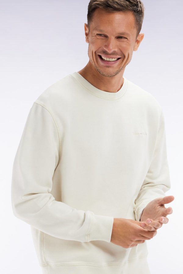Sweatshirt Surteint À Col Rond En Molleton Coton Beige Coupe Décontractée Eden Park – Image 2
