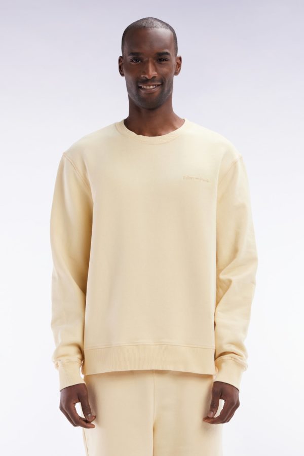 Sweatshirt Surteint À Col Rond En Molleton Coton Ocre Coupe Décontractée Eden Park