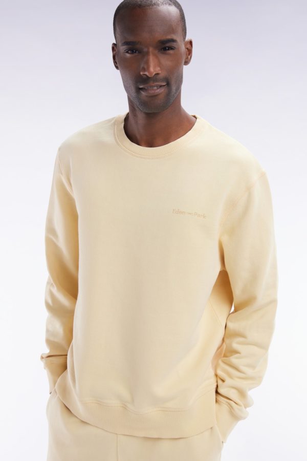 Sweatshirt Surteint À Col Rond En Molleton Coton Ocre Coupe Décontractée Eden Park – Image 2