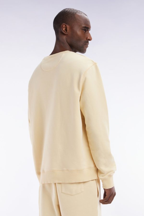 Sweatshirt Surteint À Col Rond En Molleton Coton Ocre Coupe Décontractée Eden Park – Image 3
