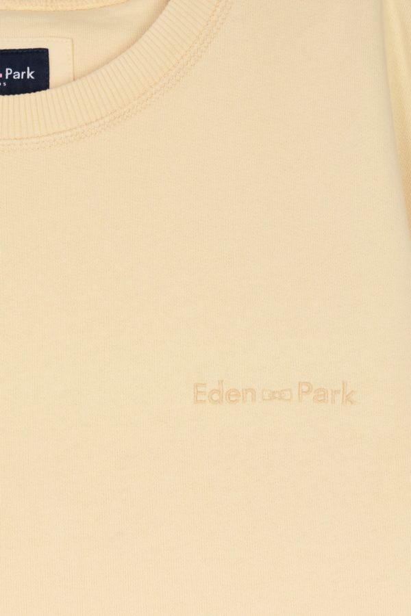 Sweatshirt Surteint À Col Rond En Molleton Coton Ocre Coupe Décontractée Eden Park – Image 5