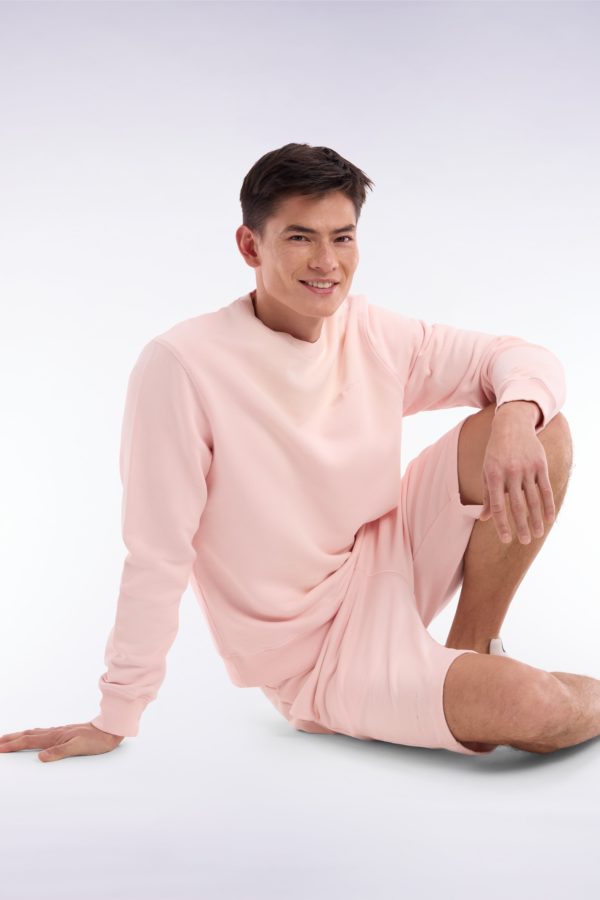 Sweatshirt Surteint À Col Rond En Molleton Coton Rose Pâle Coupe Décontractée Eden Park – Image 2