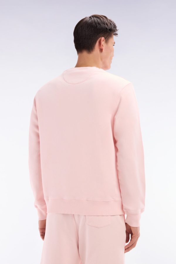 Sweatshirt Surteint À Col Rond En Molleton Coton Rose Pâle Coupe Décontractée Eden Park – Image 3