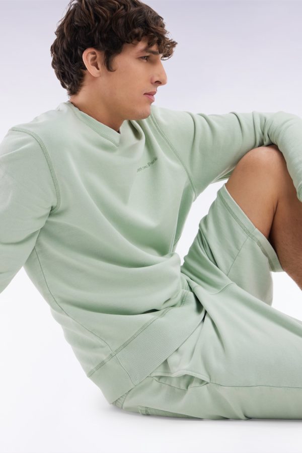 Sweatshirt Surteint À Col Rond En Molleton Coton Vert D'eau Coupe Décontractée Eden Park – Image 2