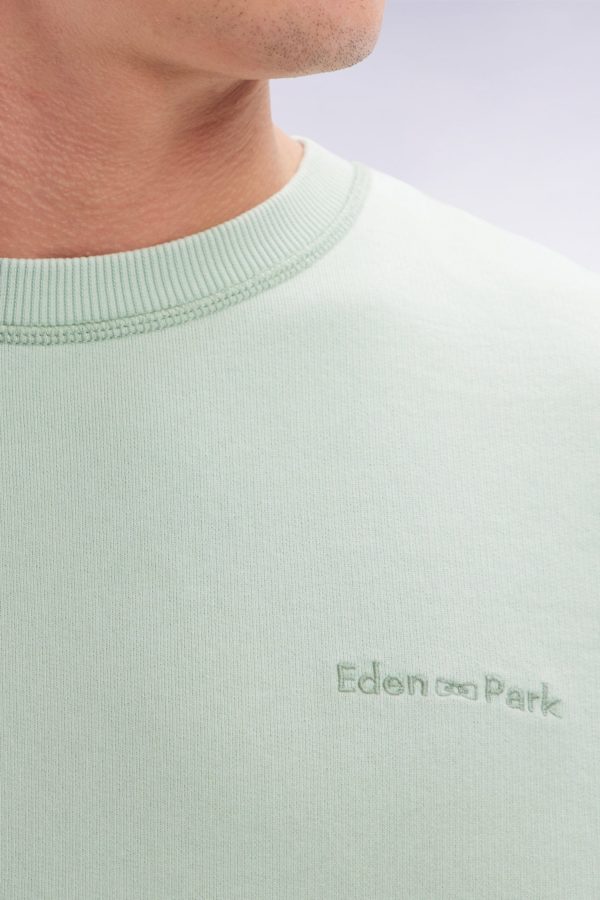 Sweatshirt Surteint À Col Rond En Molleton Coton Vert D'eau Coupe Décontractée Eden Park – Image 4