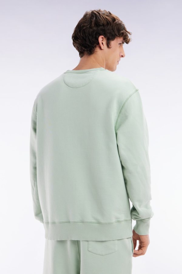 Sweatshirt Surteint À Col Rond En Molleton Coton Vert D'eau Coupe Décontractée Eden Park – Image 3