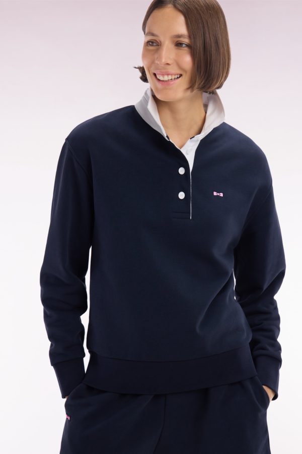 Sweatshirt À Col Maillot En Coton Marine Coupe Décontractée Eden Park