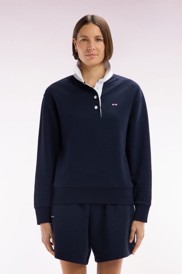 Sweatshirt À Col Maillot En Coton Marine Coupe Décontractée Eden Park – Image 2