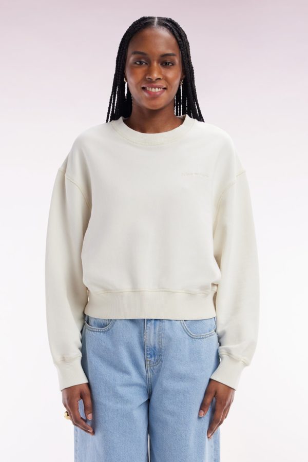 Sweatshirt En Coton Beige Coupe Décontractée Courte Eden Park – Image 2