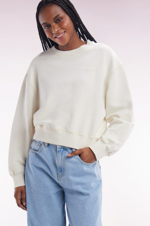 Sweatshirt En Coton Beige Coupe Décontractée Courte Eden Park