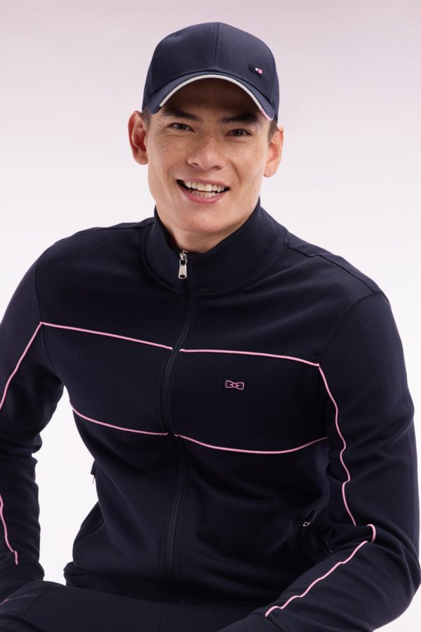 Sweatshirt Zippé En Coton Interlock Bleu Coupe Droite Eden Park – Image 2