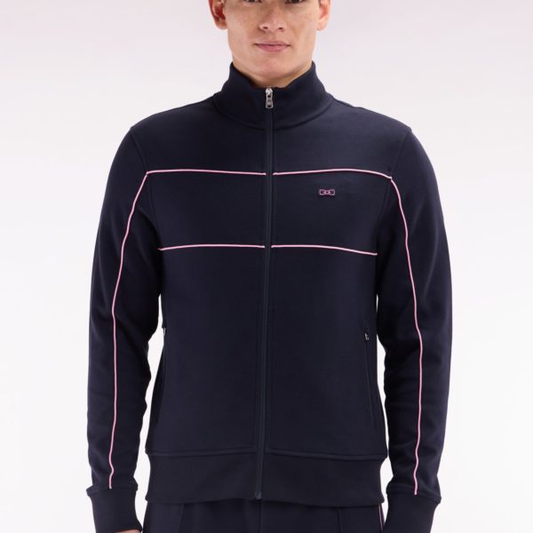 Sweatshirt Zippé En Coton Interlock Bleu Coupe Droite Eden Park