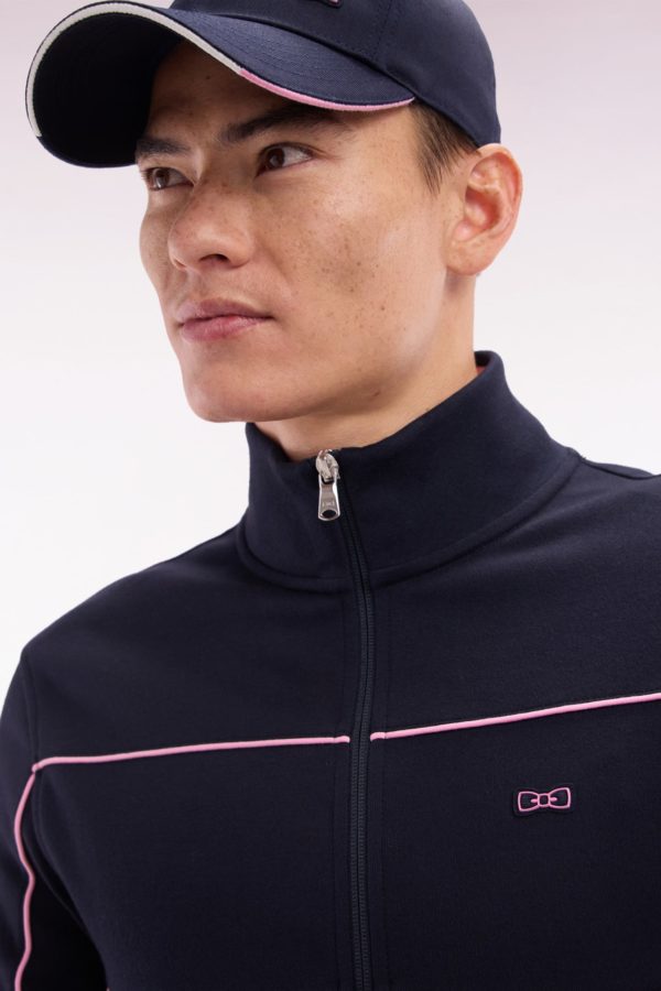 Sweatshirt Zippé En Coton Interlock Bleu Coupe Droite Eden Park – Image 4