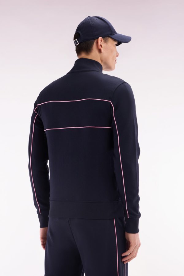 Sweatshirt Zippé En Coton Interlock Bleu Coupe Droite Eden Park – Image 3
