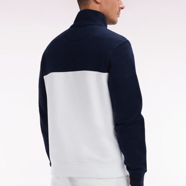 Sweatshirt À Col Camionneur En Coton Bicolore Blanc Et Marine Coupe Droite Eden Park