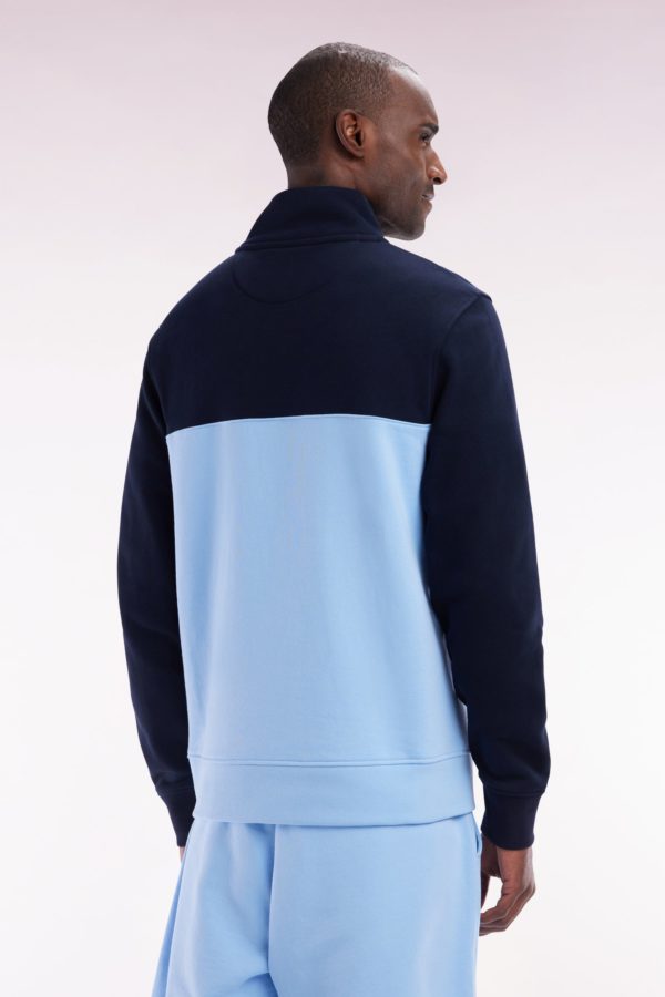 Sweatshirt À Col Camionneur En Coton Bicolore Ciel Et Marine Coupe Droite Eden Park – Image 3